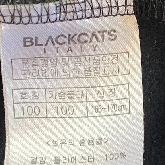 Black Cats Italy vintage 1/4 zip black pullover Women's Small Medium logo casual - Picture 6 of 7